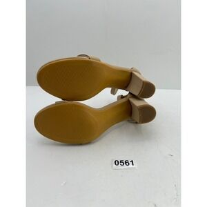 Aubrie Ankle Strap Block Heels Womens 9.5 Beige